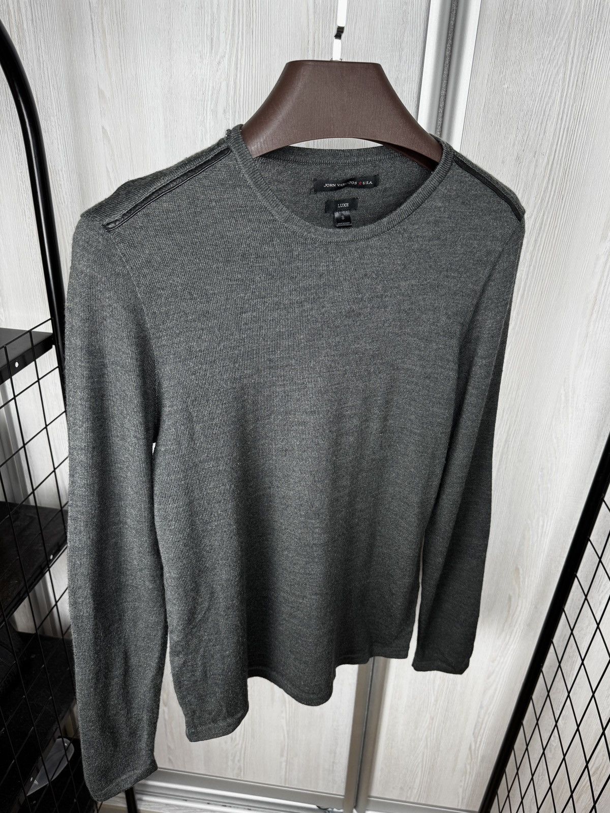 John Varvatos John Varvatos Luxe Line grey wool blend leather trim sweater Size US S / EU 44-46 / 1 - 6 Thumbnail