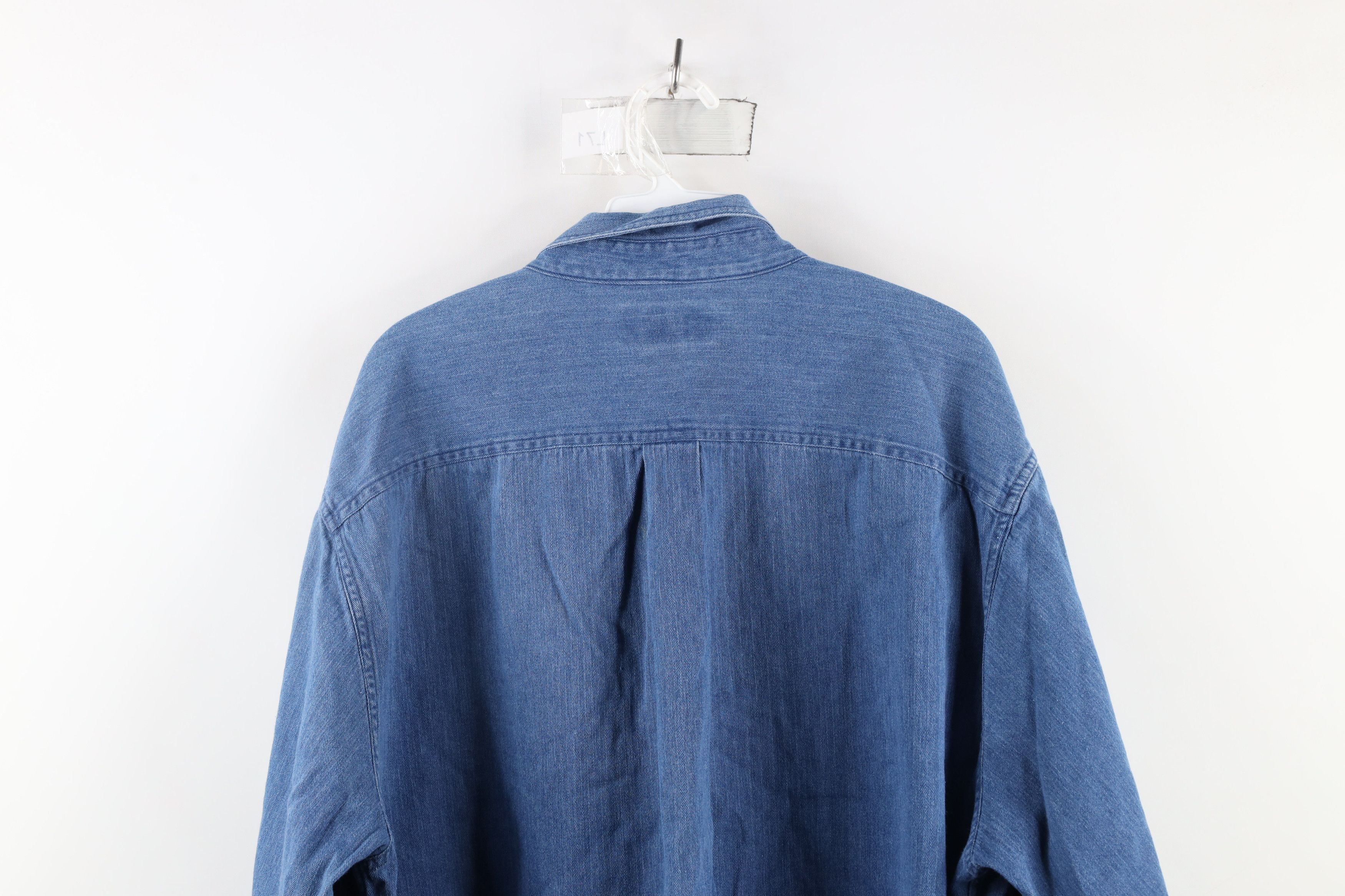Vintage Vintage 90s Streetwear Denim Jean Button Down Shirt Blue Size US XL / EU 56 / 4 - 10 Thumbnail