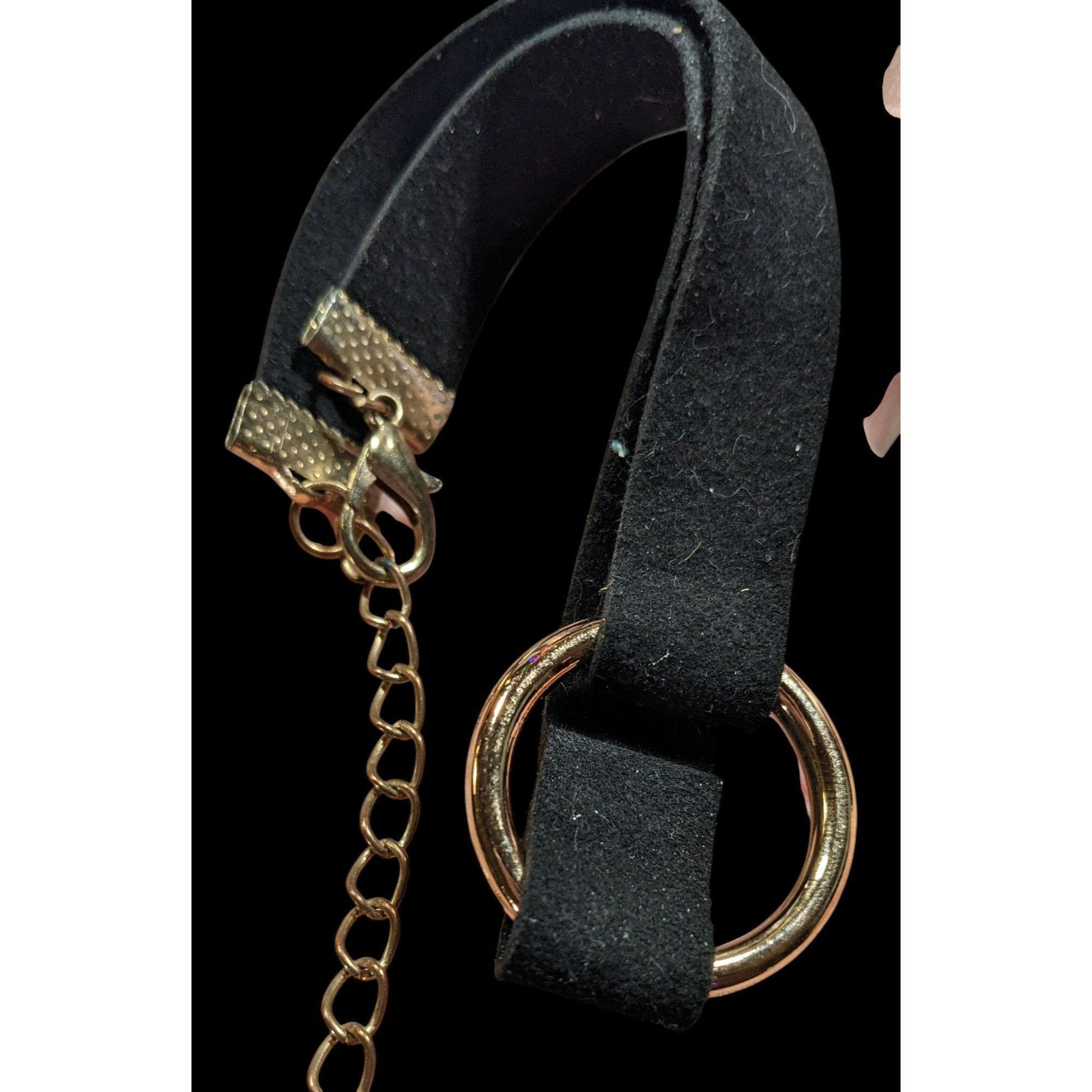 Other Gothic Faux Suede Gold Tone O Ring Choker Necklace Size ONE SIZE - 5 Thumbnail