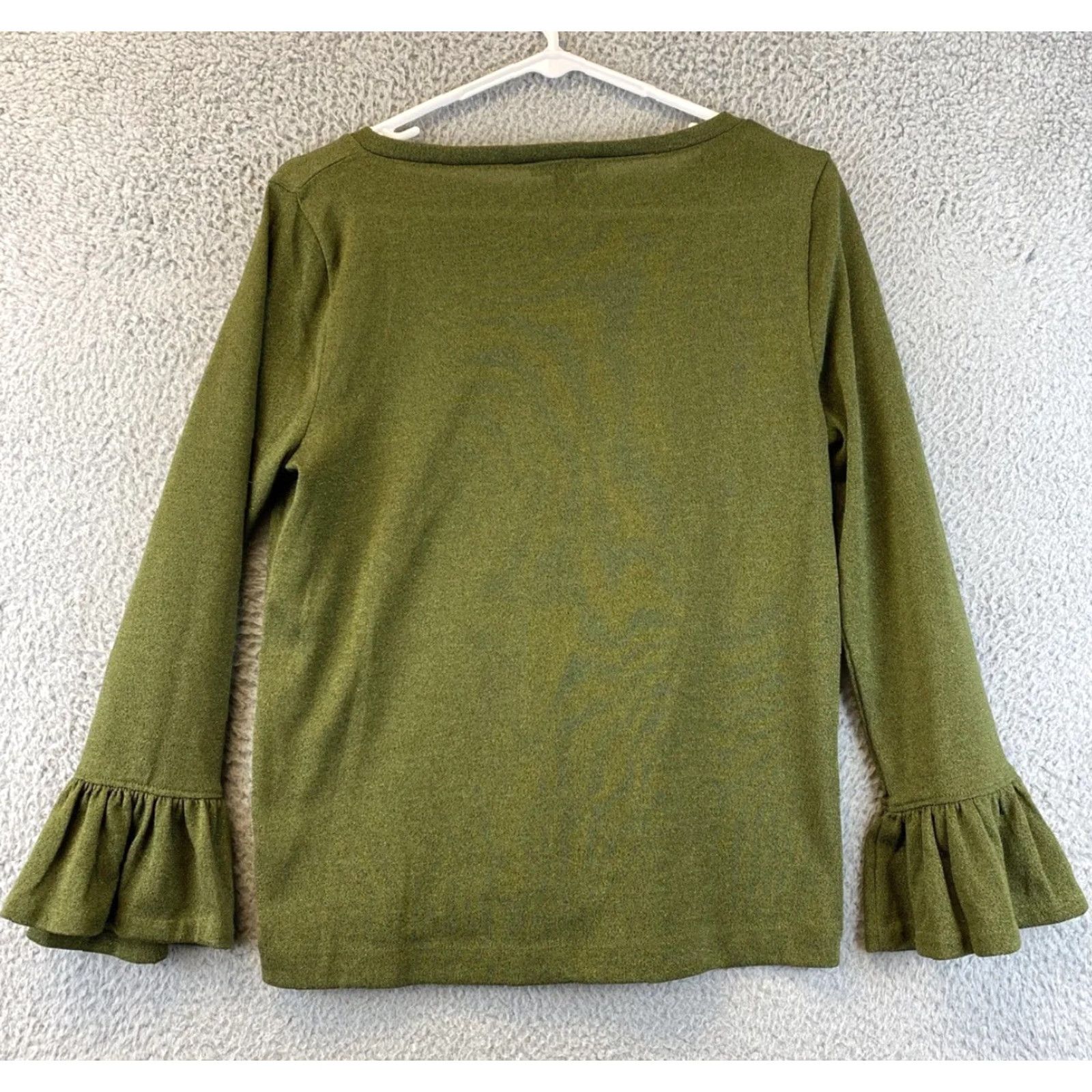 J.Crew J.CREW Women’s M Olive Green Glitter Sparkle Bell Sleeve Top 75-17 Bell Sleeve Blouse Lightweight Glitter Green Olive M Women’s J.CREW Size M / US 6-8 / IT 42-44 - 7 Thumbnail