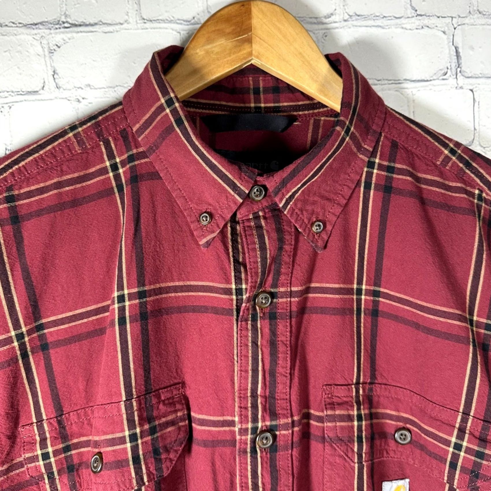 Carhartt Carhartt Mens Plaid Button-Down Shirt Red Black TW4447-M Medium Size US M / EU 48-50 / 2 - 3 Thumbnail