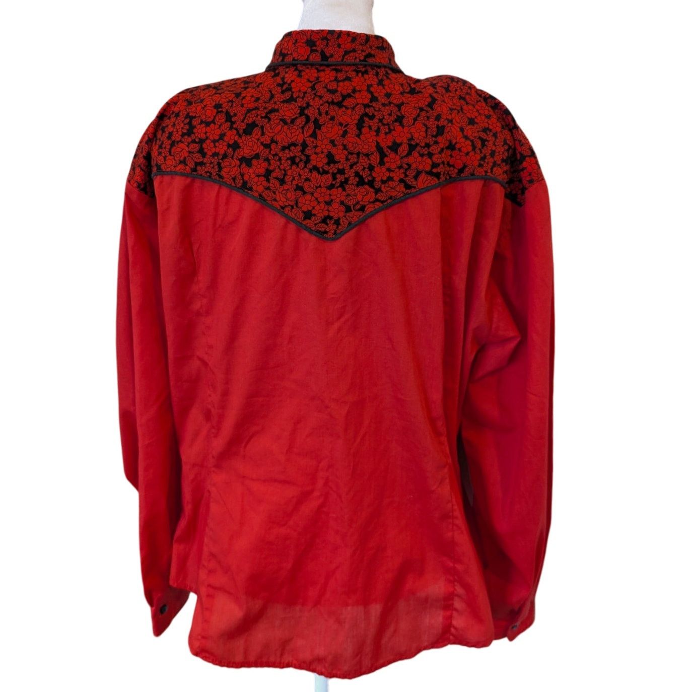 Vintage Vintage Circle T Marilyn Lenox Floral Red Fringe Western Top Size XL / US 12-14 / IT 48-50 - 3 Thumbnail