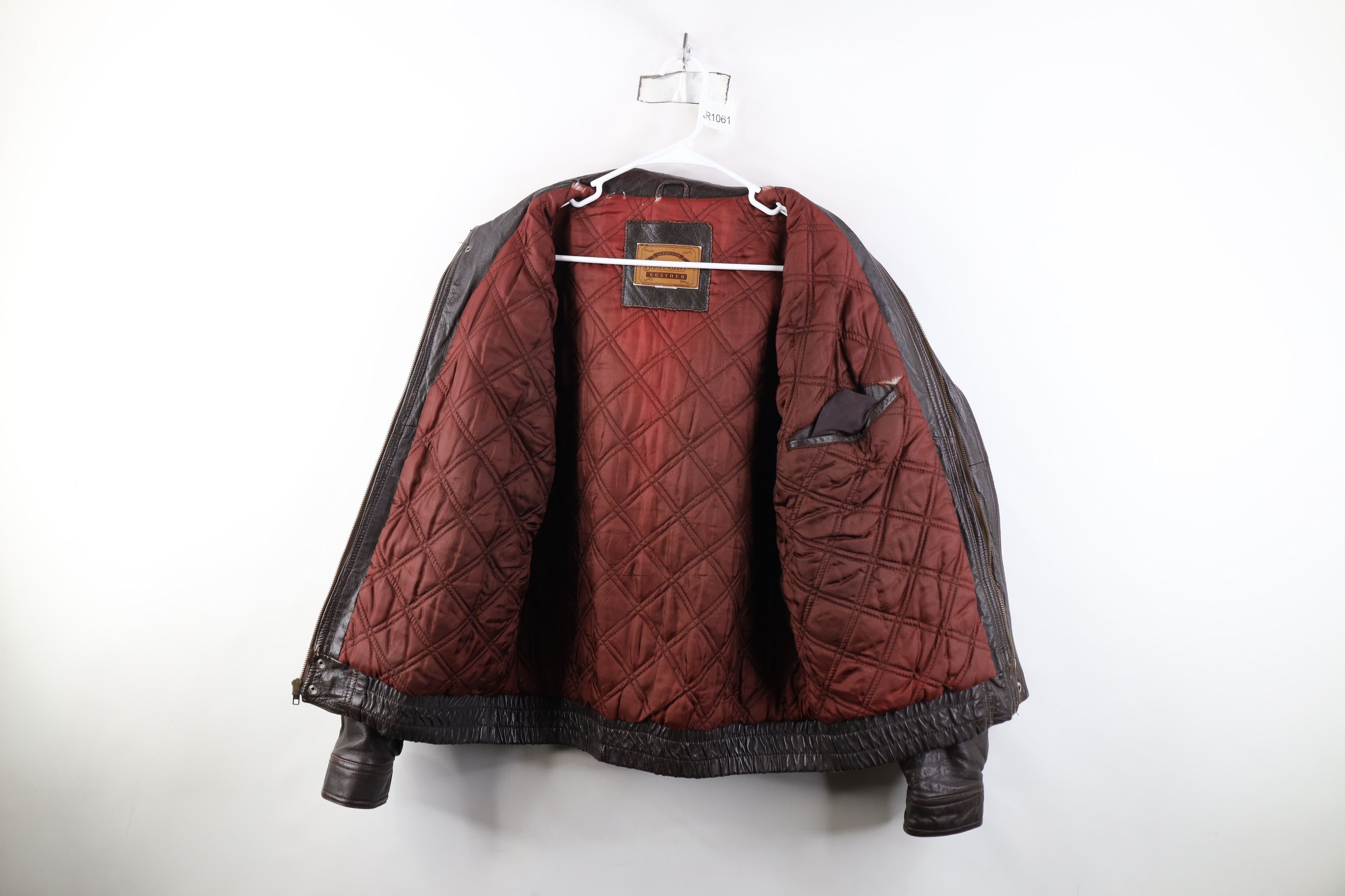 Vintage Vintage 90s Streetwear Leather Flight Bomber Jacket Brown Size US XL / EU 56 / 4 - 10 Thumbnail