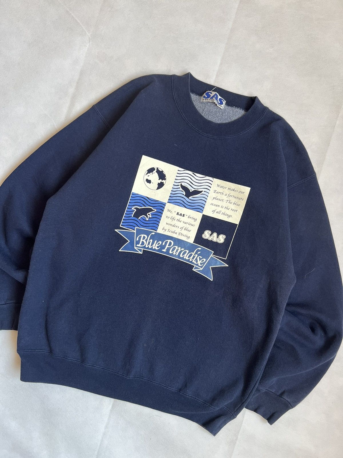 Vintage Vintage SAS Scuba Diving Equipment Blue Paradise Crewneck Size US L / EU 52-54 / 3 - 4 Thumbnail