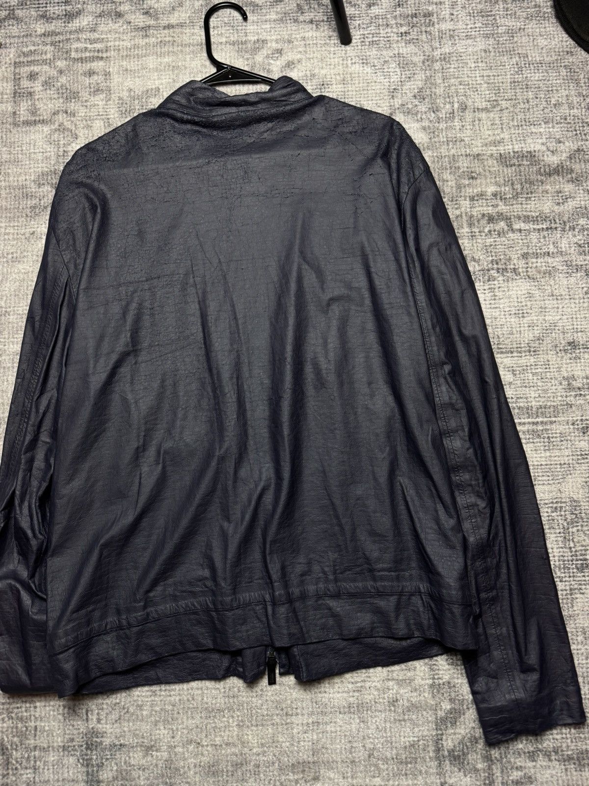 Armani Armani Collezioni Navy Waxed Coated Light Jacket Size US L / EU 52-54 / 3 - 8 Thumbnail