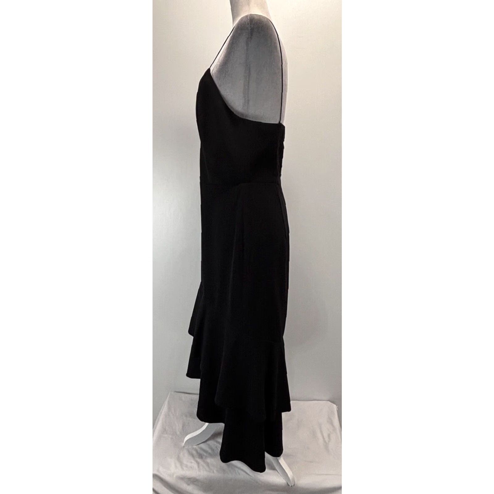 Alice + Olivia Alice + Olivia Midi Dress Gown Sz 10 Women’s Black Tiered Skirt Spaghetti Straps Size 32" / US 10 / IT 46 - 2 Thumbnail