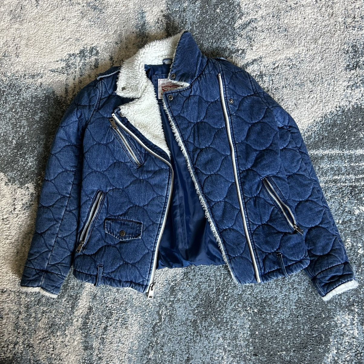 Levi's QUiLTED iNDiGO NATURAL WHiTE SHERPA LiNED TANKER JACKET ZiP Size XS / US 0-2 / IT 36-38 - 18 Thumbnail