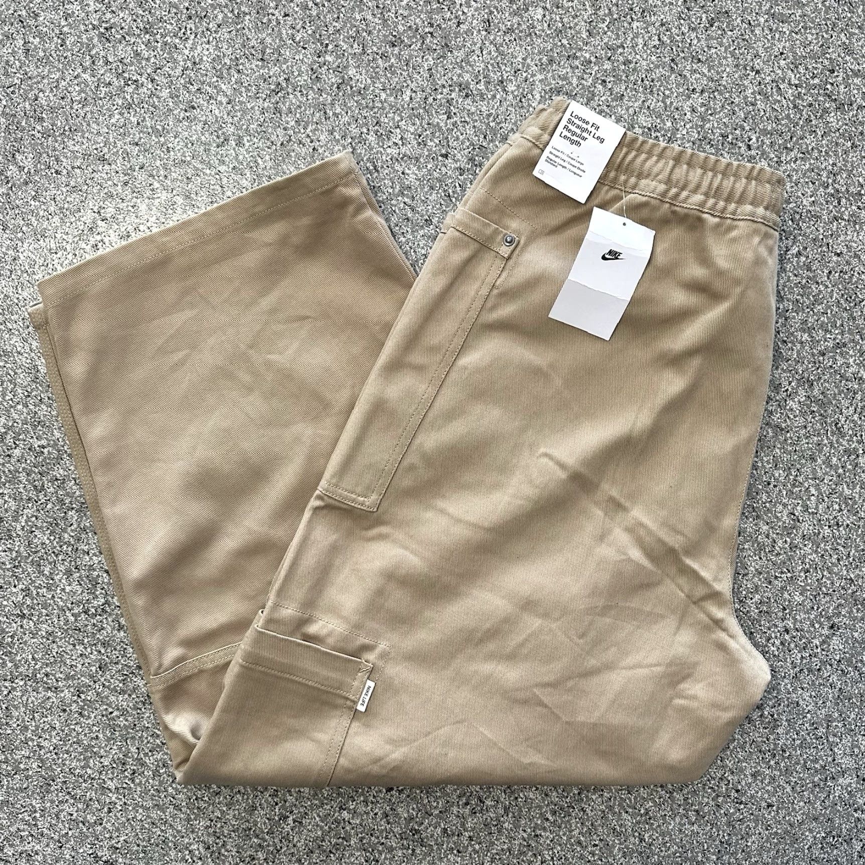 Nike Nike Life Pants Mens L Wide-Leg Utility Beige Heavy Twill Oversized Canvas Workwear Size US 33 - 2 Thumbnail