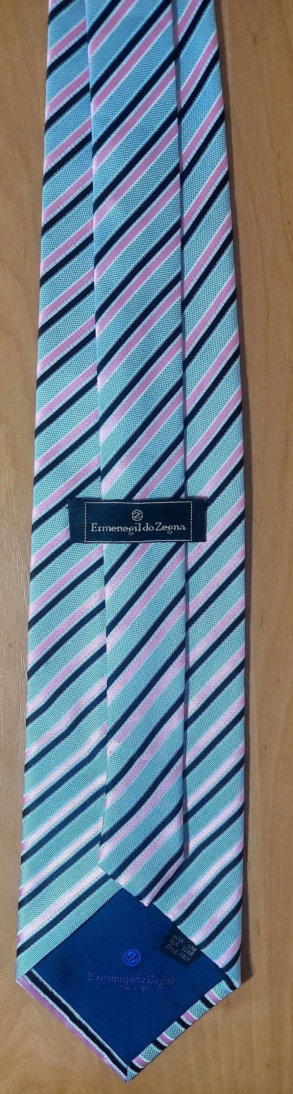 Ermenegildo Zegna Ermenegildo Zegna Silk Tie Gray Pink Diagonal Stripe Italy Size ONE SIZE - 1 Thumbnail