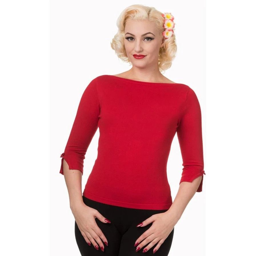 Other CCC Red Boat Neck Three Quarter Sleeve Top Soft Viscose Nylo Size S / US 4 / IT 40 - 2 Thumbnail