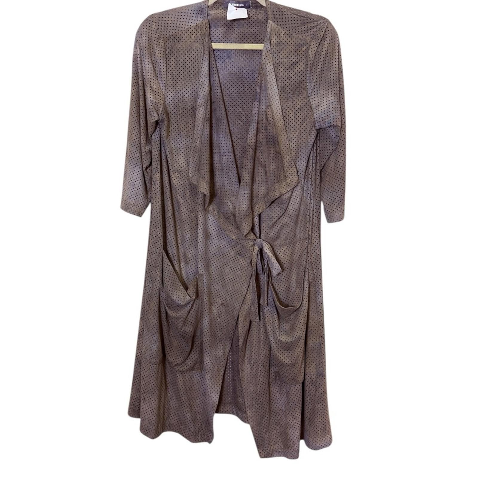 Other Alembika Earth Tone Tie Front Perforated Duster Sz M Size M / US 6-8 / IT 42-44 - 1 Thumbnail