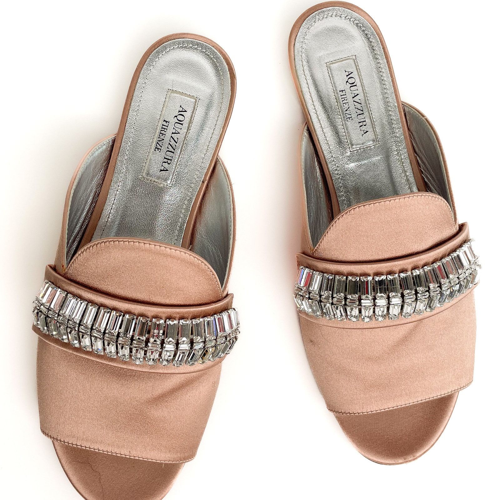 Aquazzura Pink Satin Slides Size US 6.5 / IT 36.5 - 5 Thumbnail