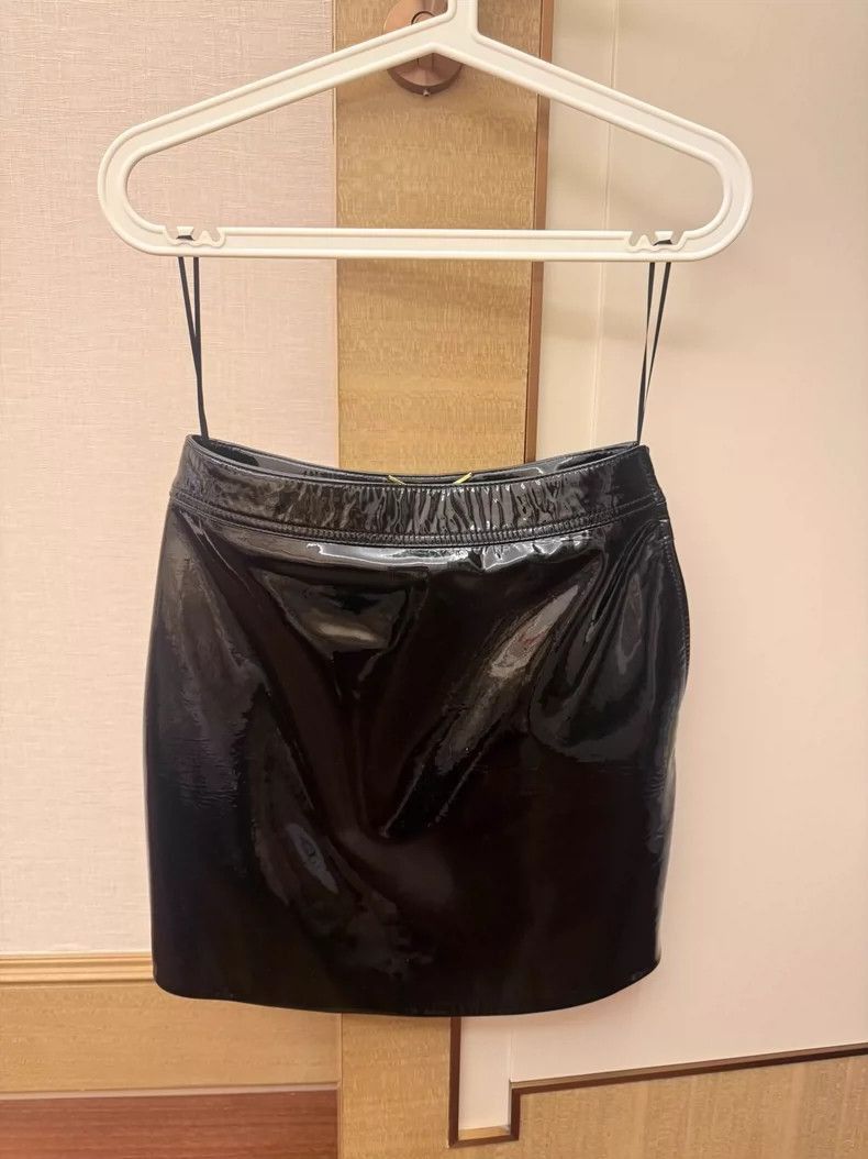 Saint Laurent Paris Saint Laurent Paris Black Patent Leather Short Skirt-2506 Size US 34 / EU 50 - 1 Thumbnail
