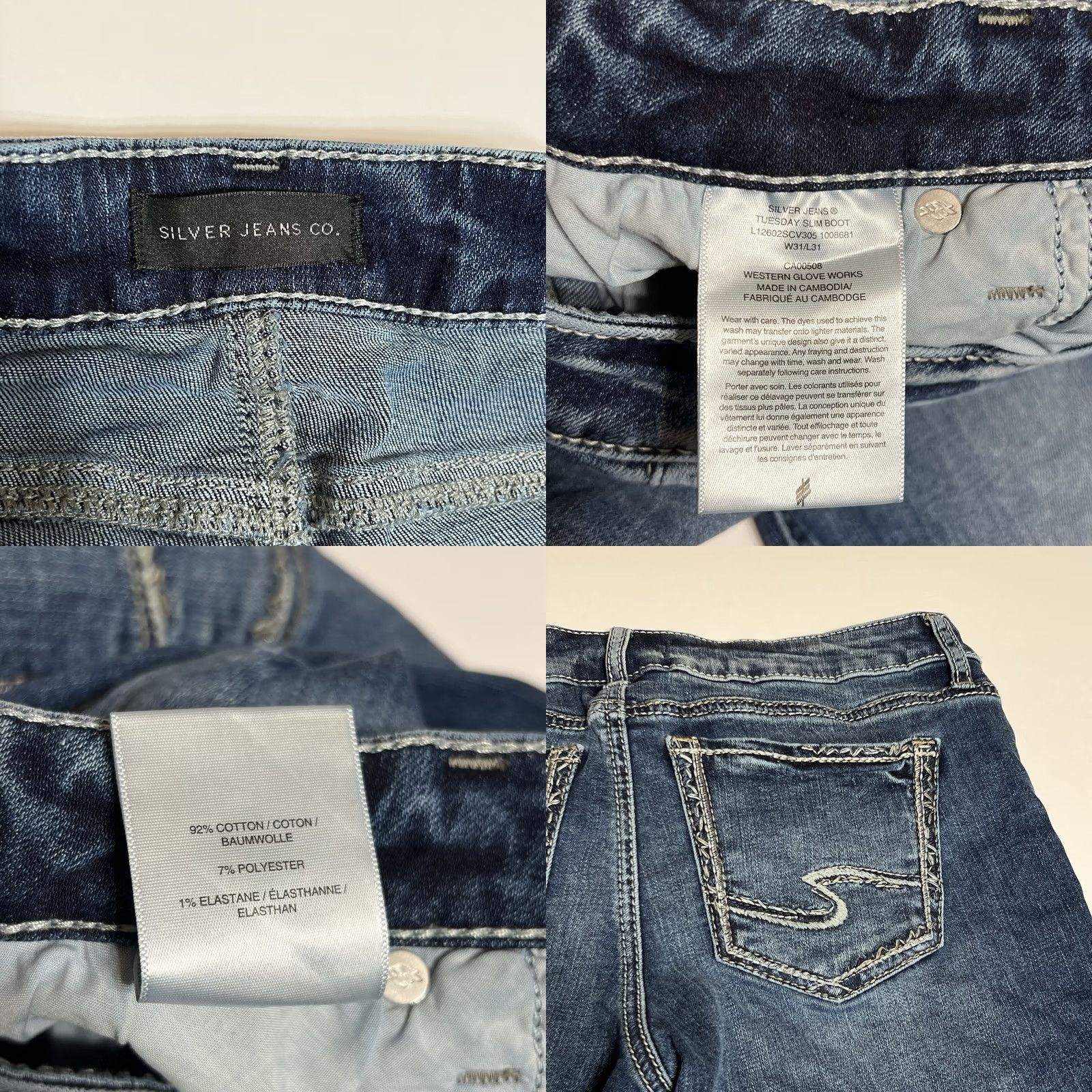 Silver Jeans Co. Silver Jeans Tuesday Slim Boot Jeans Womens 31x31 31x30 Blue Denim Stretch Bootcut Pockets Size 24" / US 00 / IT 34 - 8 Thumbnail