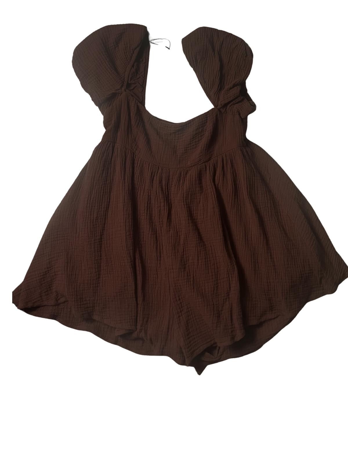Other Princess Polly Brown Cotton Gauze Smocked Romper US 6 Size 28" / US 6 / IT 42 - 2 Thumbnail