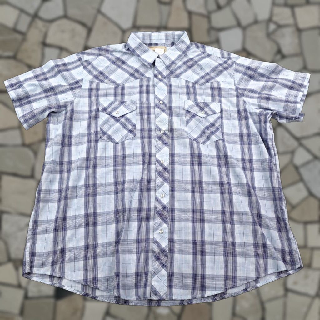 Wrangler VINTAGE Wrangler Shirt Men 2XL Blue Plaid Western Pearl Snap Rodeo Ranch Cowboy Frontier Size US XXL / EU 58 / 5 - 1 Thumbnail