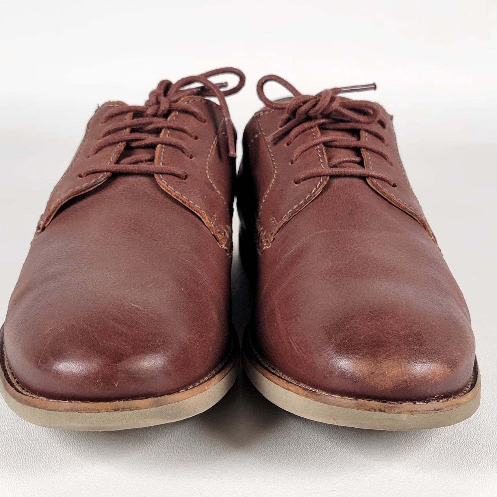 Clarks Clarks Oxford Men's Raharto Plain Brown Leather Size 10.5 M Shoes Casual Workwear Travel Size US 10 / EU 43 - 3 Thumbnail
