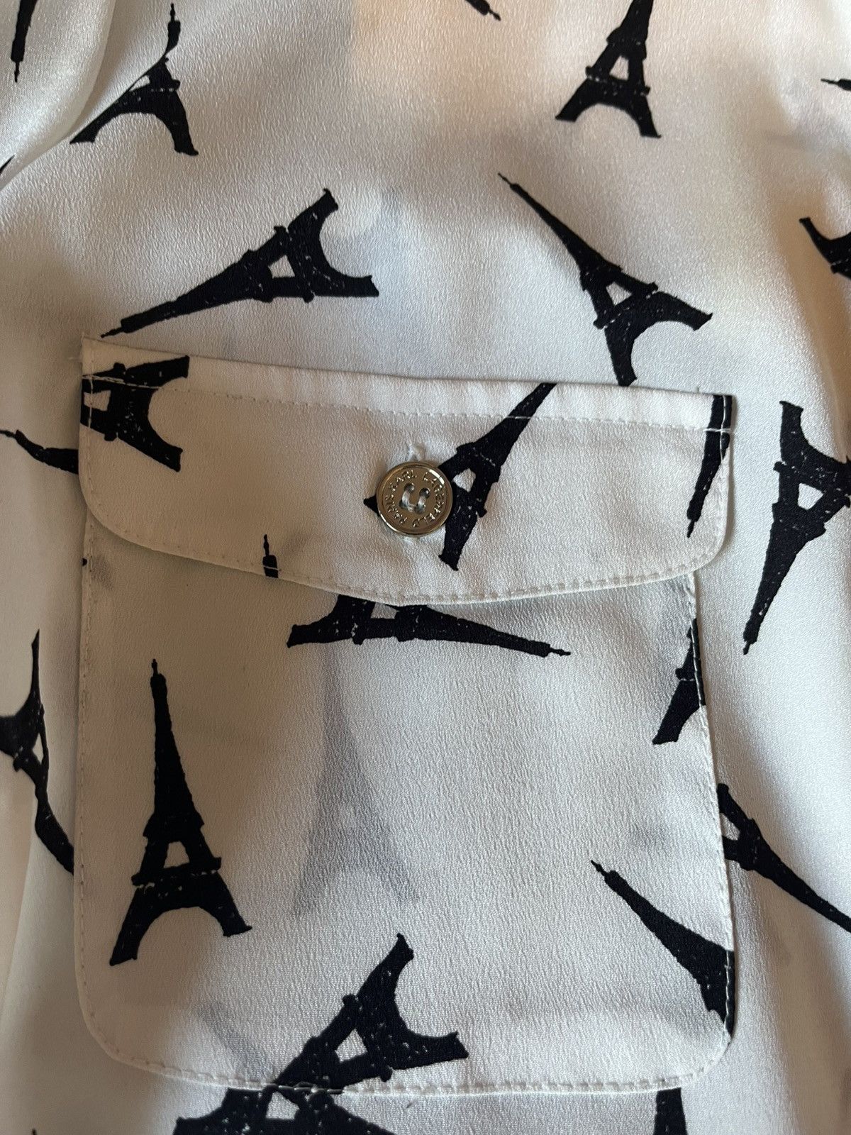 Karl Lagerfeld Eiffel Tower Print Blouse Size S / US 4 / IT 40 - 4 Thumbnail