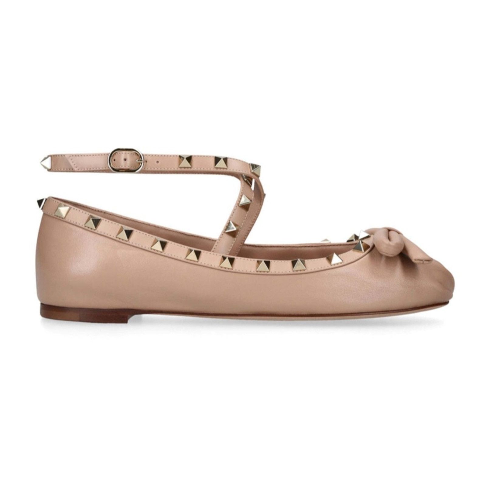 Valentino Valentino Rockstud Nude Leather Stud Ankle Strap Ballerina Size US 10 / IT 40 - 8 Thumbnail
