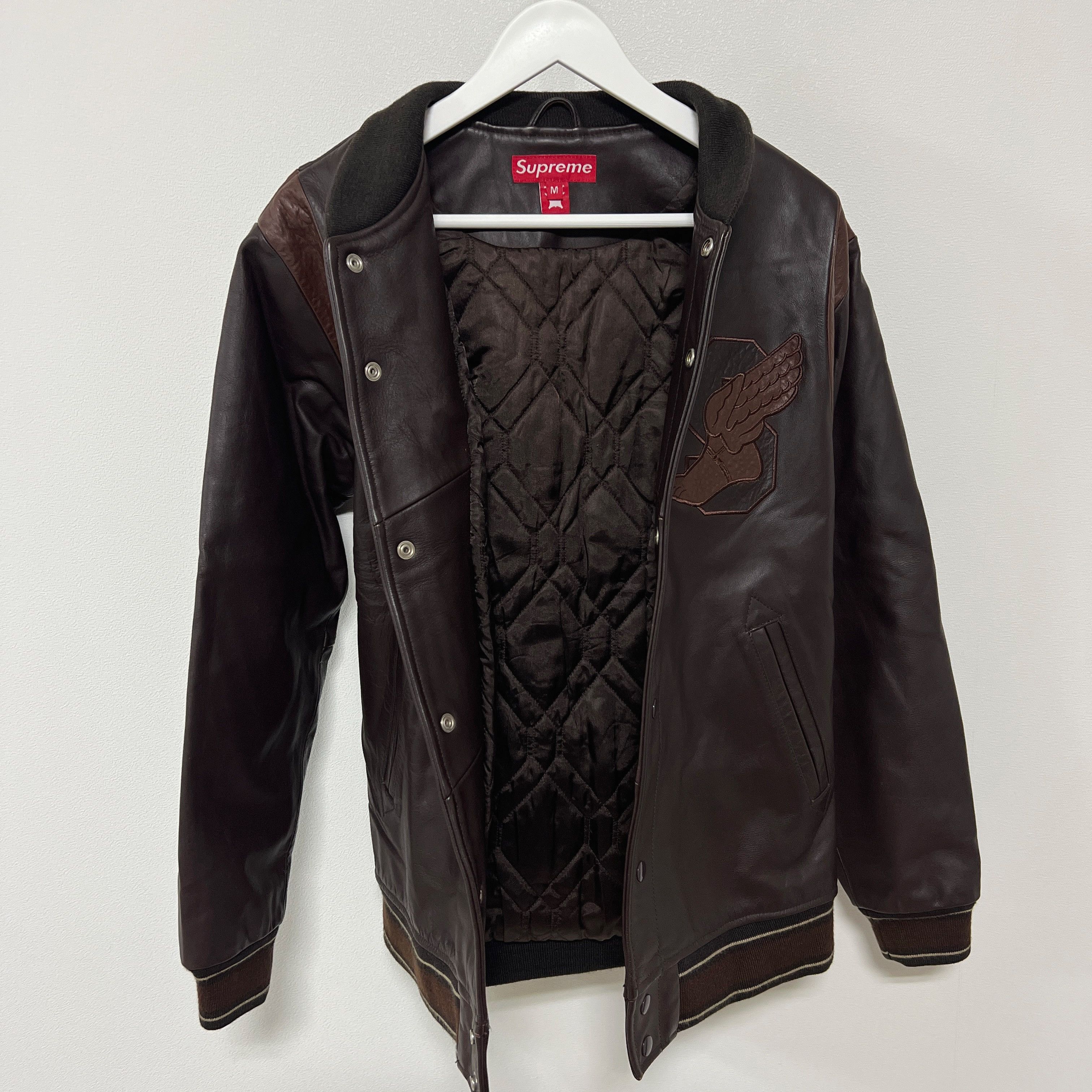 Supreme Supreme AW05 Wing Foot Leather Varsity Jacket Brown Size US M / EU 48-50 / 2 - 3 Thumbnail