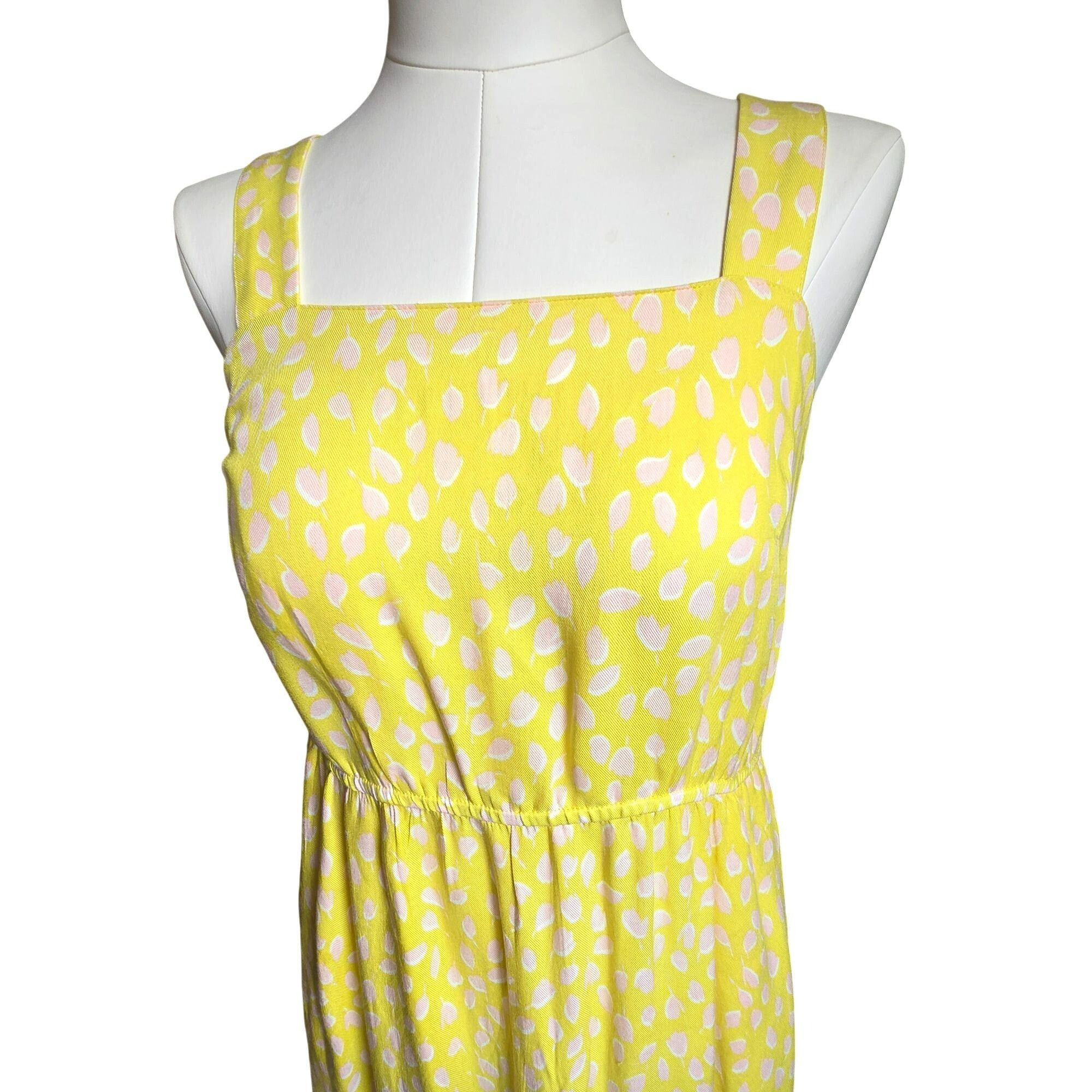 Other Yellow Sleeveless Maxi Dress With Pink Leaf Print & Elastic Size M / US 6-8 / IT 42-44 - 1 Thumbnail