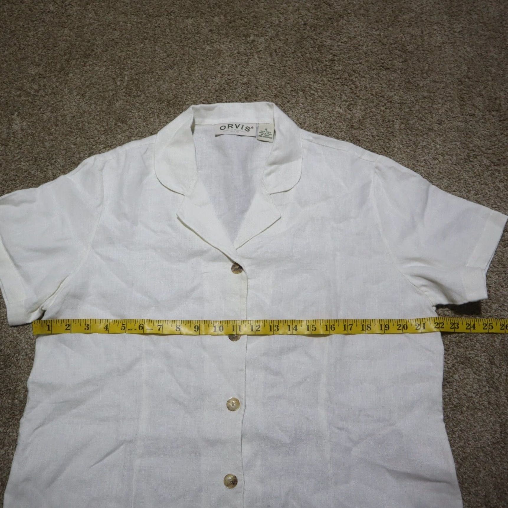 Orvis Orvis Shirt Women Adult 14 White Button-Up Short Sleeve Dress Shirt Buttons Shopwear Size XL / US 12-14 / IT 48-50 - 5 Thumbnail