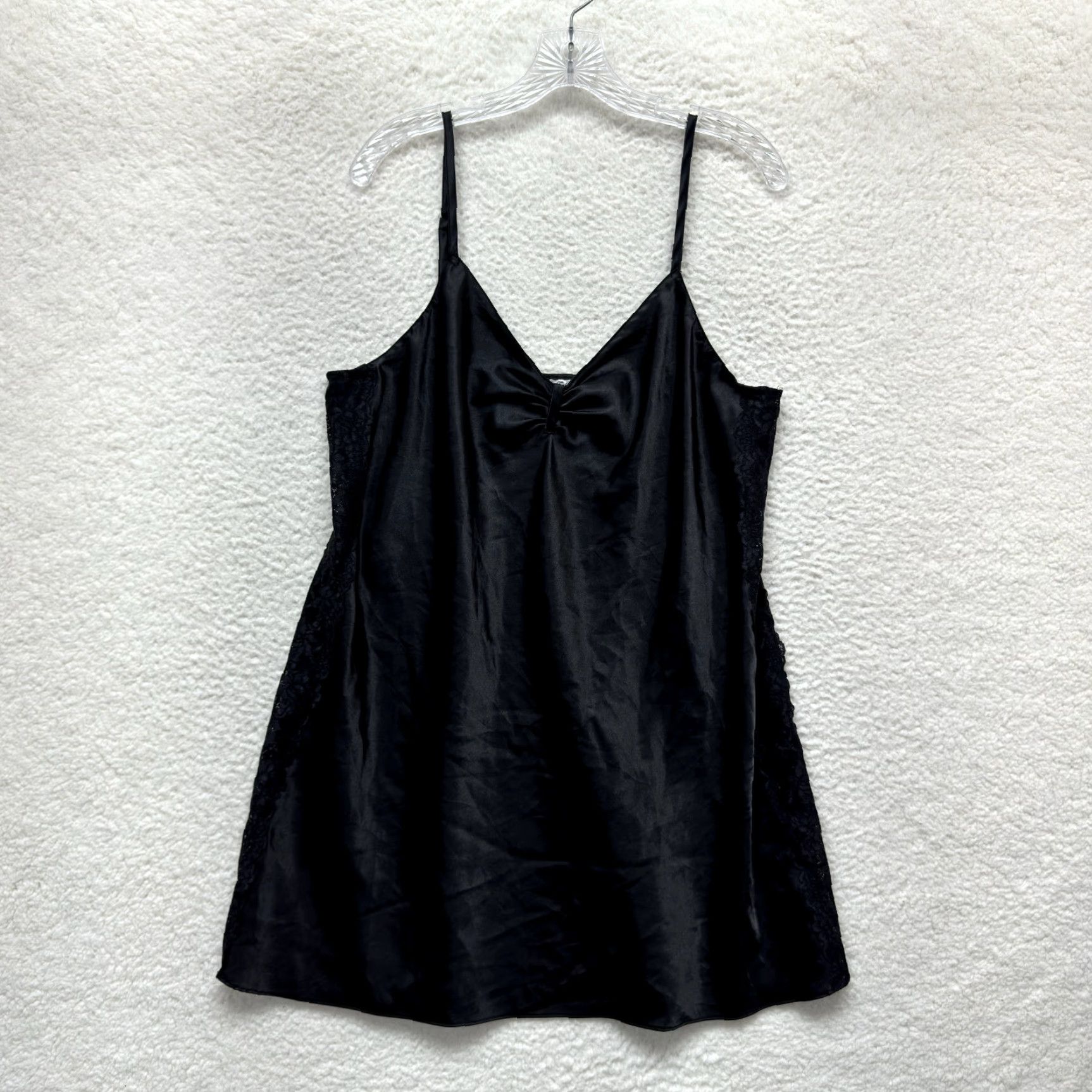 Vintage VINTAGE Morgan Taylor Slip Dress Chemise Lingerie XL Black Satin Lace Y2K Size XL / US 12-14 / IT 48-50 - 2 Thumbnail