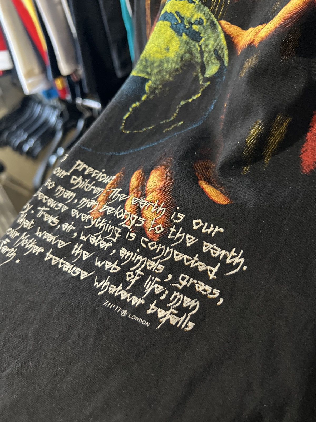 Band Tees 90s VINTAGE ZIP IT LONDON LOVE EARTH TRIDAL NATURE T SHIRT Size US L / EU 52-54 / 3 - 4 Thumbnail