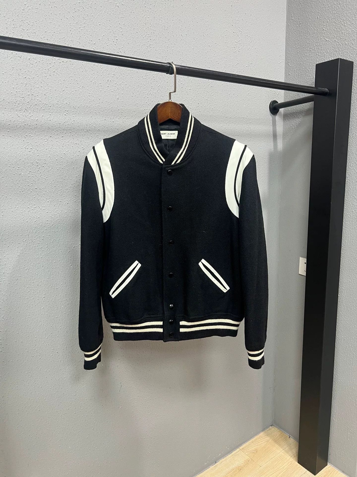 Saint Laurent Paris SLP Black and White Baseball Jacket Size US L / EU 52-54 / 3 - 1 Thumbnail