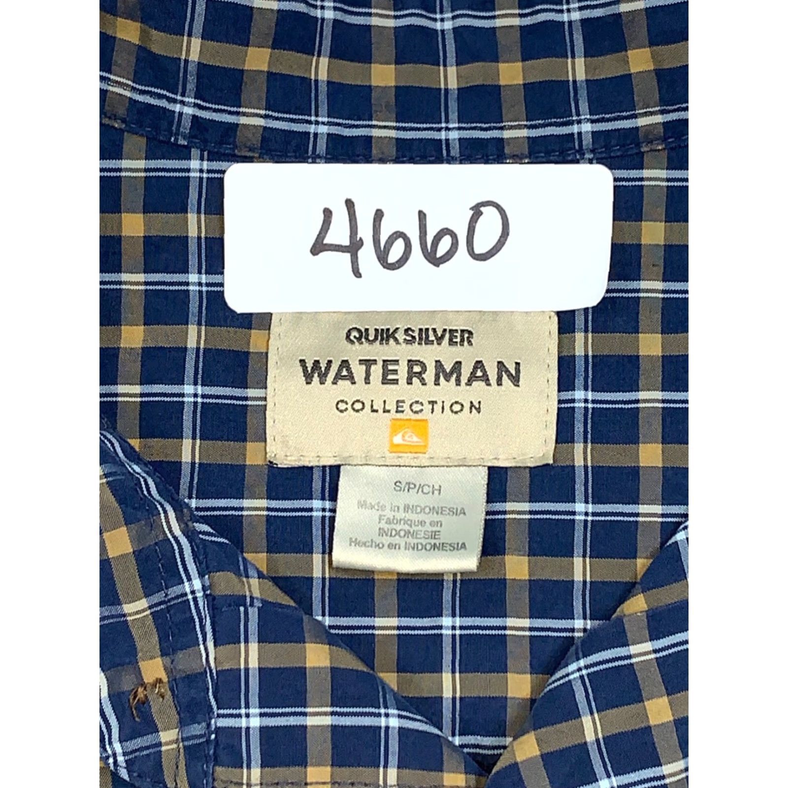 Quiksilver VINTAGE Quiksilver Waterman Collection Shirt Blue Plaid Short Sleeve S Mens Button-Up Collared Blue Plaid Size US 29 - 3 Thumbnail