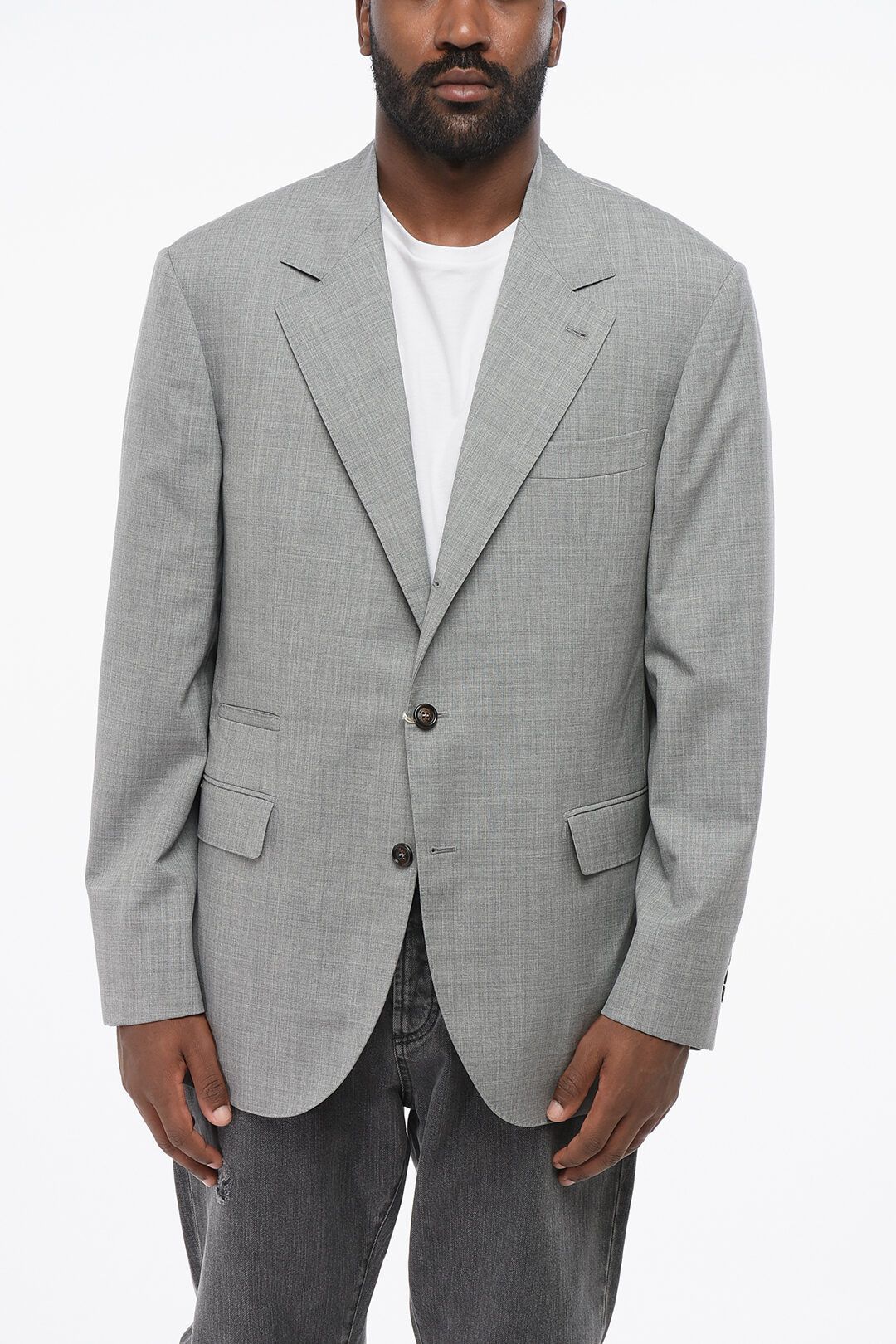 Brunello Cucinelli og1mm0725 Virgin Wool Half-lined Blazer in Grey Size US XL / EU 56 / 4 - 1 Thumbnail