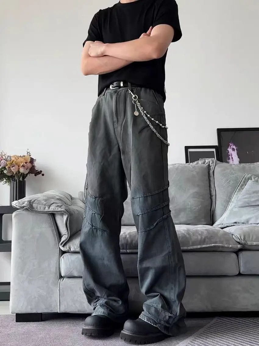 Designer × Japanese Brand Faded Washed Loose Fit Straight Leg Denim Trousers Size US 34 / EU 50 - 1 Thumbnail