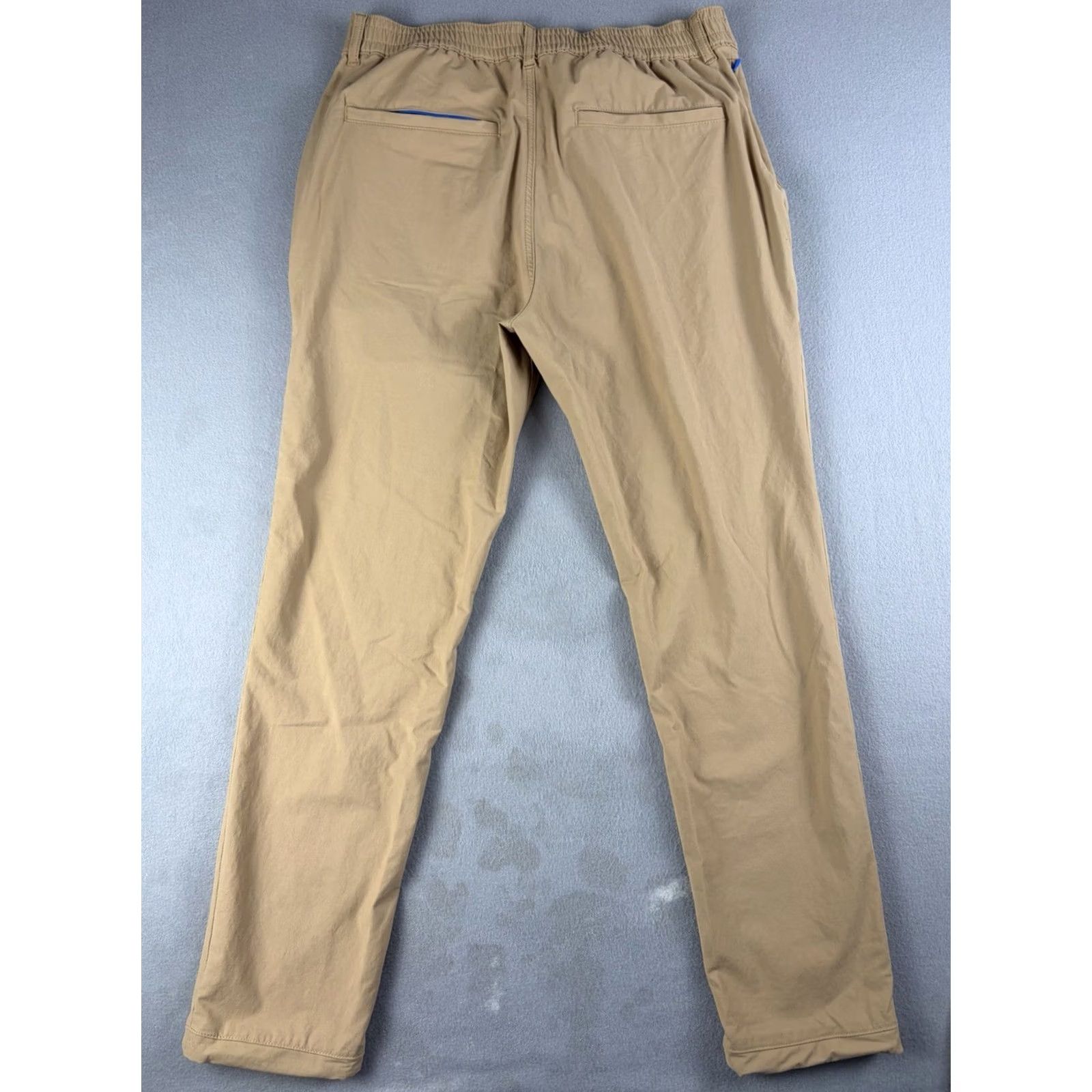 Camel Mugsy Pants Mens 36x30 Travel Chino Solid Beige Stretch Cotton Spandex Elastic Waist Straight Inseam 30 Regular Size US 36 / EU 52 - 4 Thumbnail