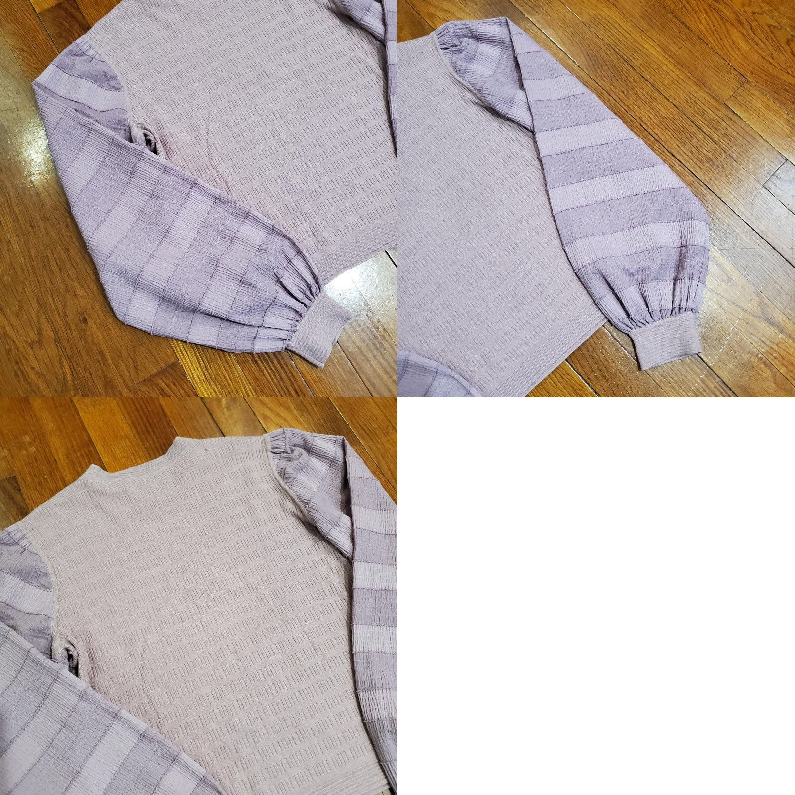 Club Monaco Club Monaco Sweater Womens Small Purple Balloon Sleeve Striped Knit Pullover Size S / US 4 / IT 40 - 9 Thumbnail