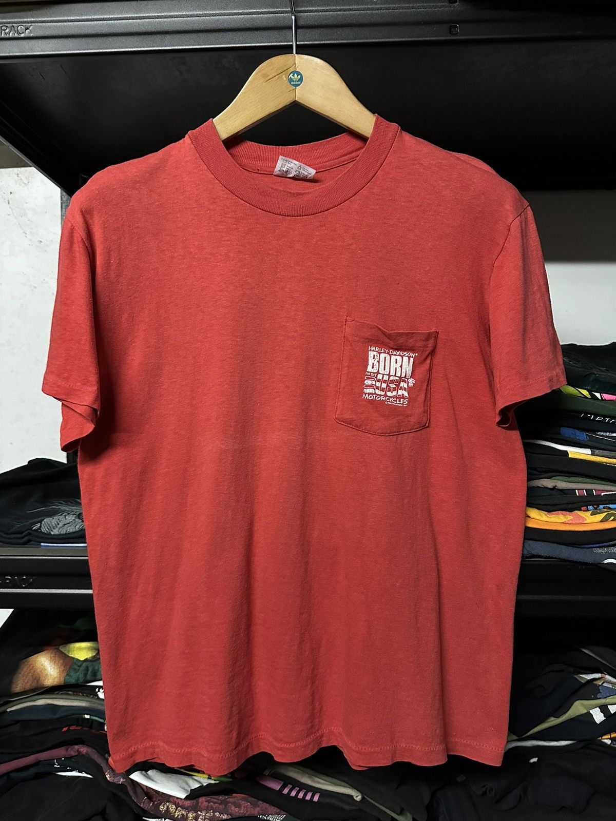 Harley Davidson Vintage 80s Harley Davidson Born Pocket By Stedman Tee Size US L / EU 52-54 / 3 - 5 Thumbnail
