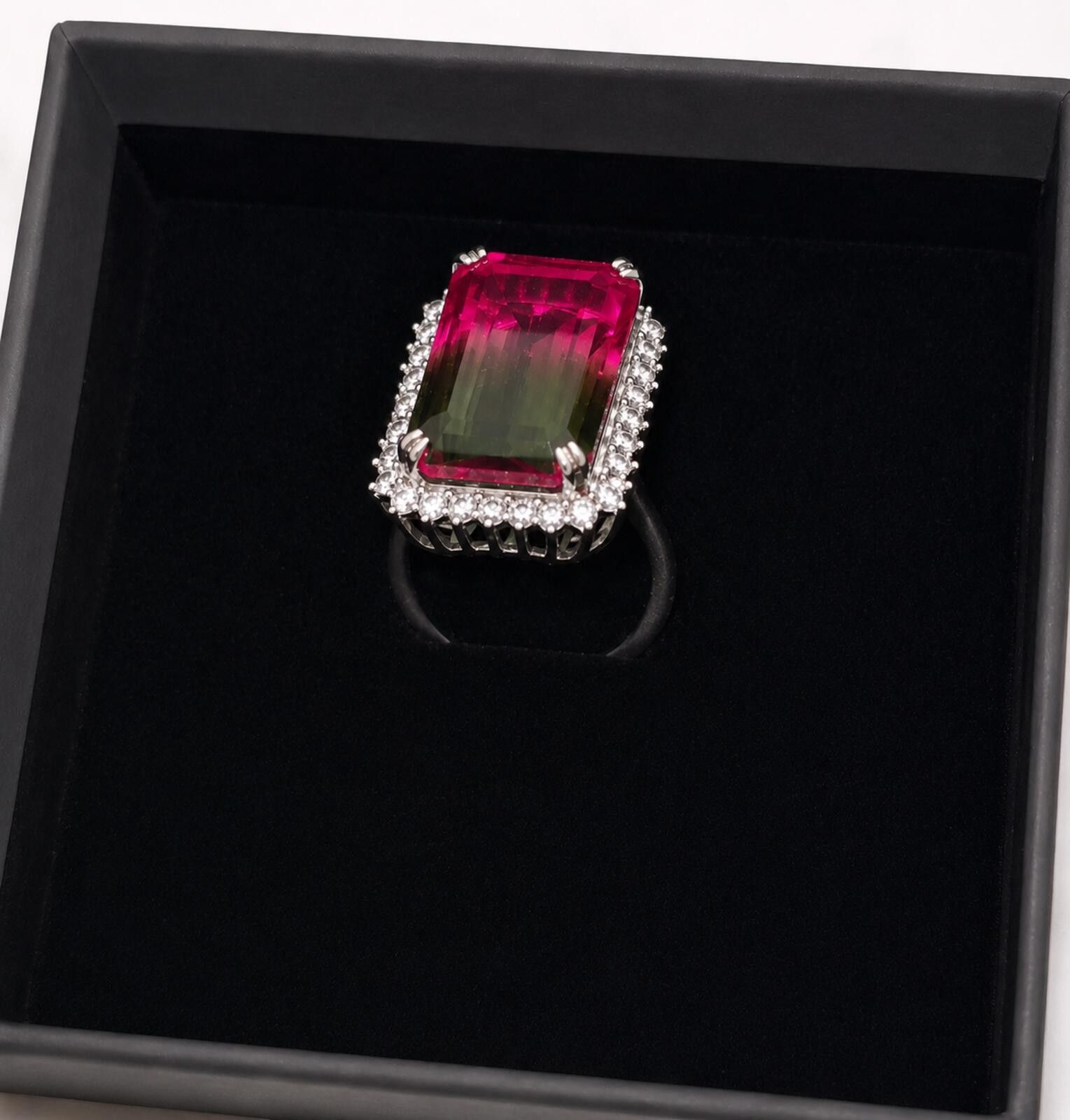 Other 925 Ring with Platinum Overlay and watermelon opal Size ONE SIZE - 5 Thumbnail