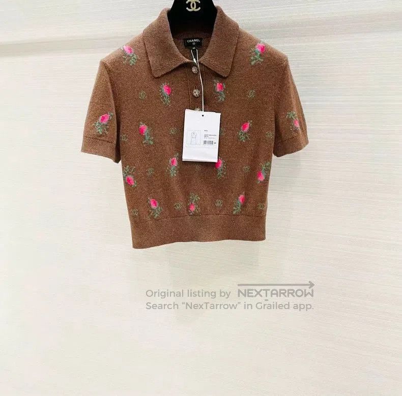 Chanel Chanel F34 Floral Cashmere Knit Top wxx. Size US S / EU 44-46 / 1 - 1 Thumbnail