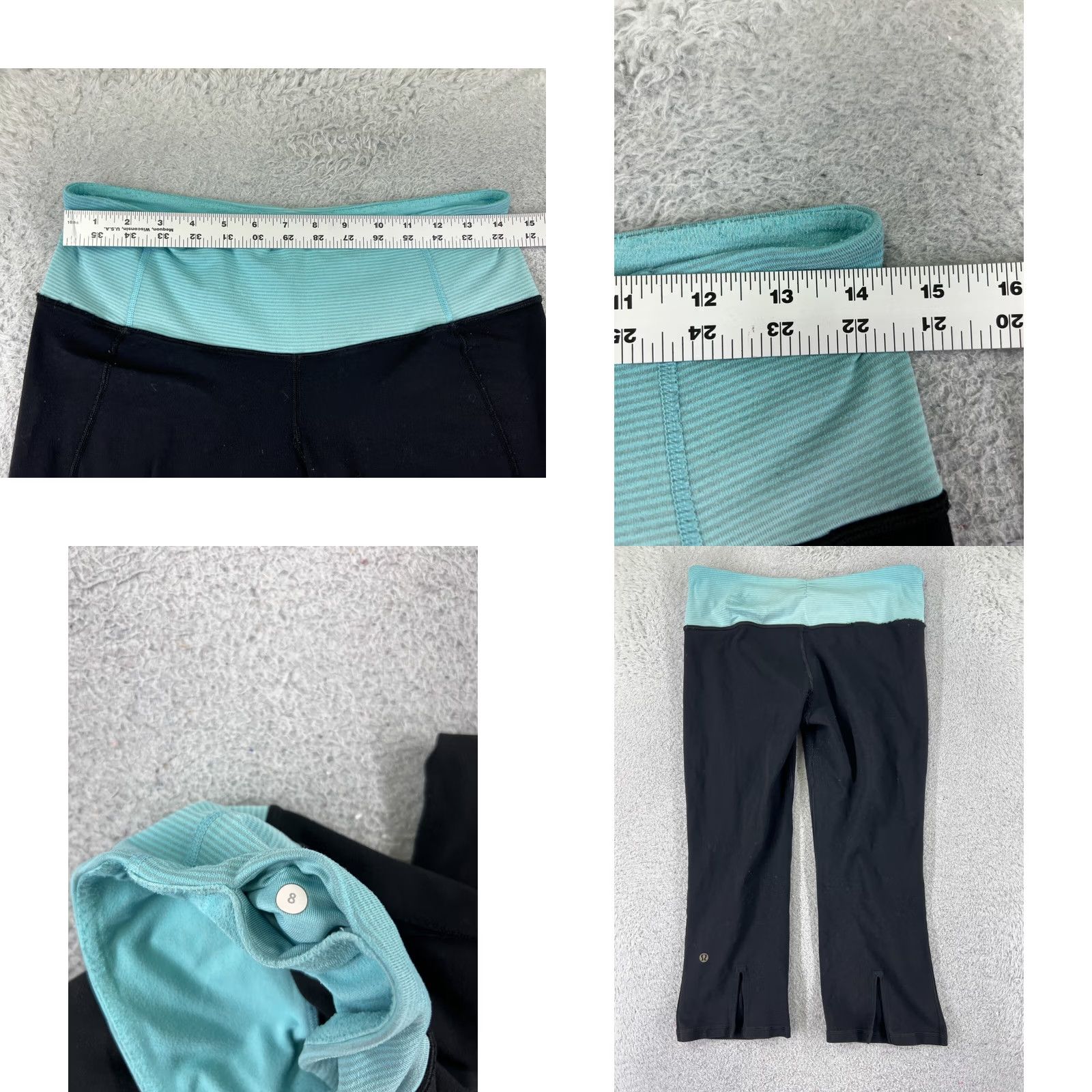 Lululemon Lululemon Pants Womens Black Blue 8 Tadasana Slit Crop Yoga Luon Fabric Size 30" / US 8 / IT 44 - 8 Thumbnail