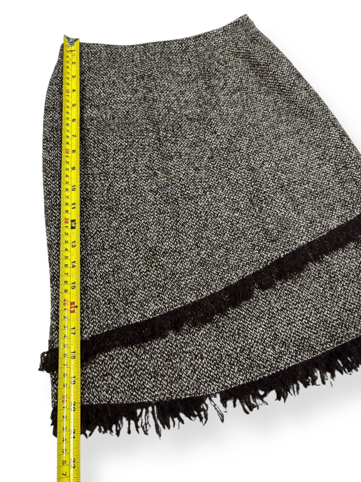 Japanese Brand 22 Octobre Tweed Mini Skirt Asymmetrical Rabanne Fringe Size 24" / US 00 / IT 34 - 8 Thumbnail