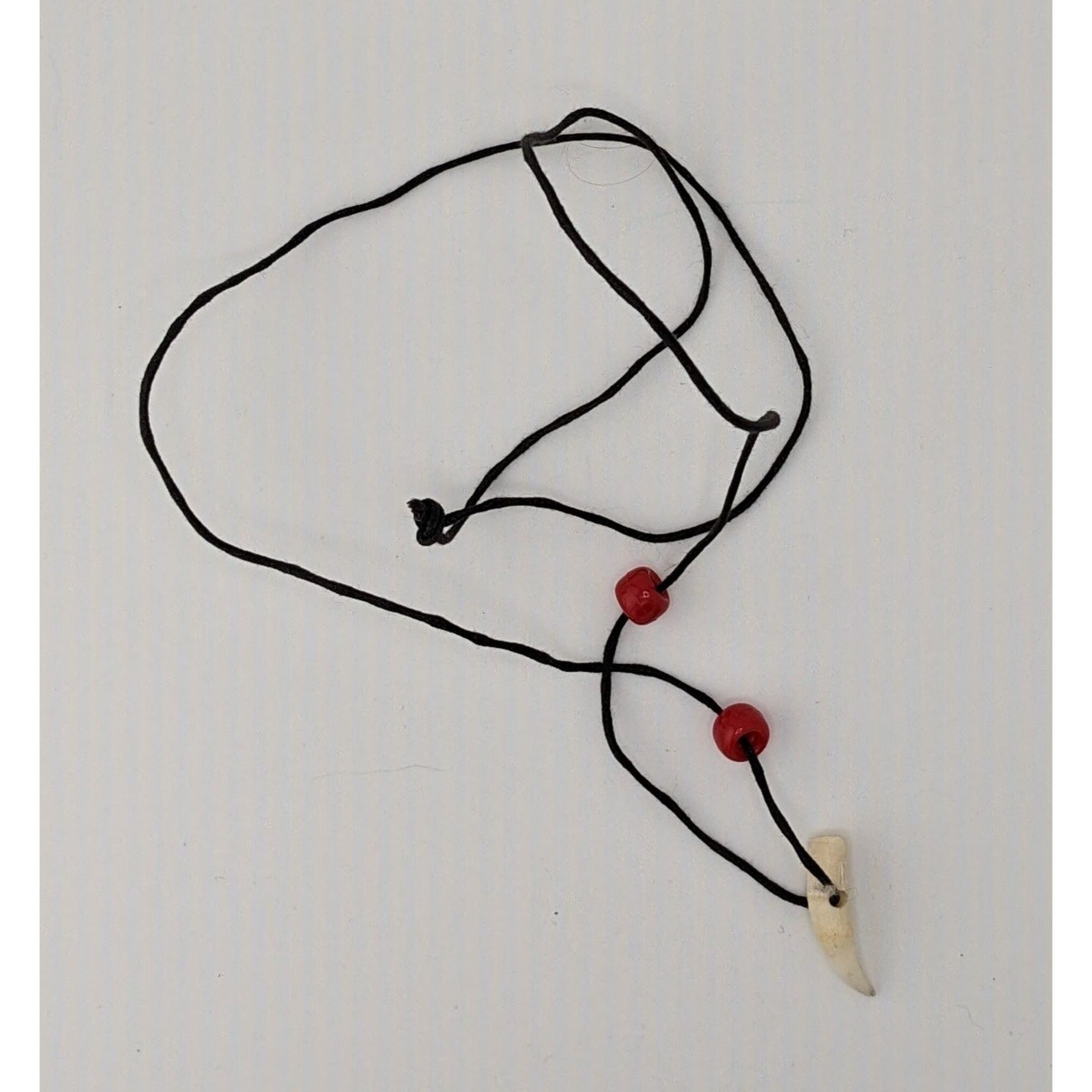 Handmade Handmade Tooth Pendant Necklace With Red Beads Size ONE SIZE - 6 Thumbnail