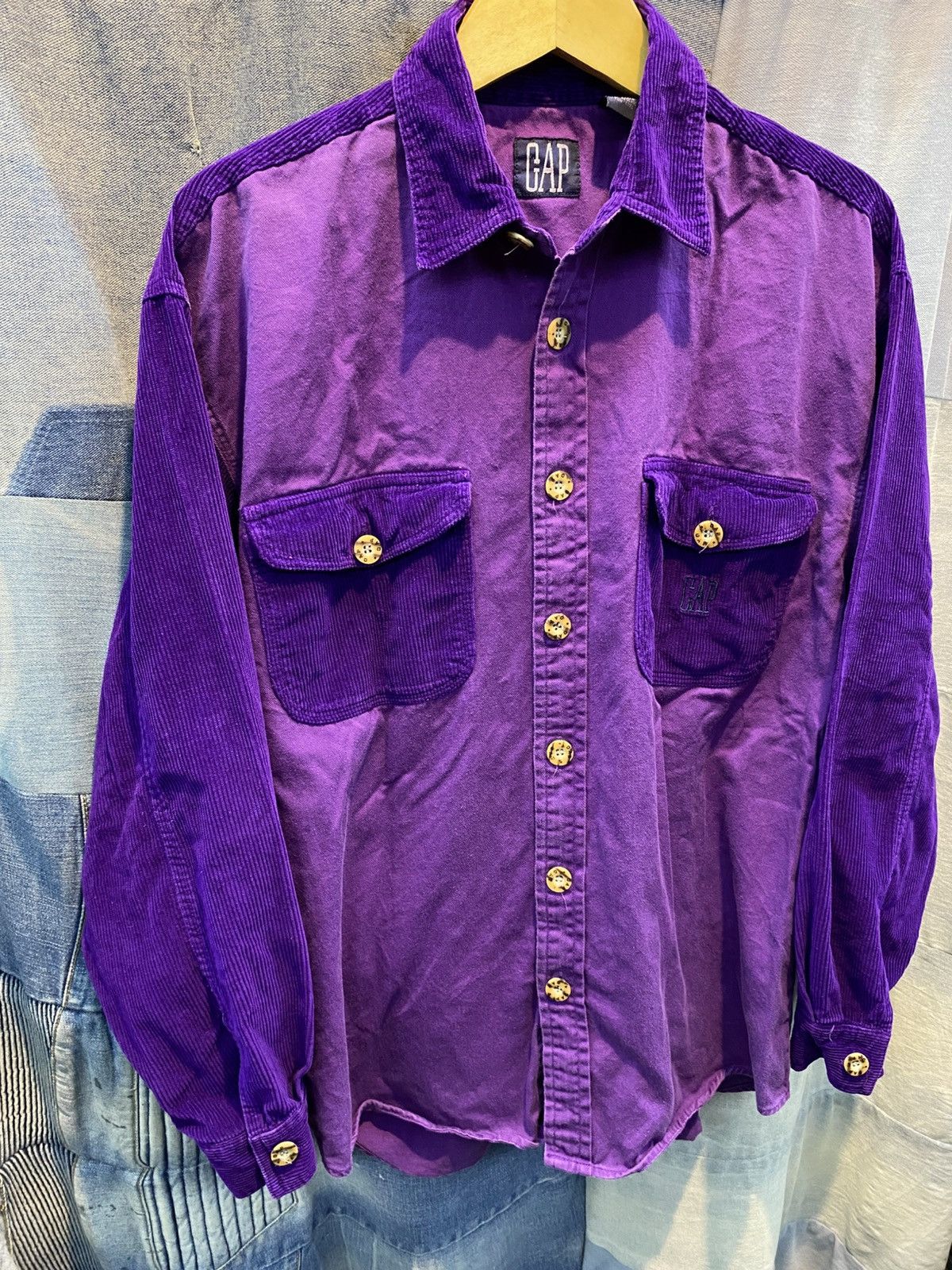 Designer × Gap × Vintage Vintage Gap 90s button shirt corduroy Size US L / EU 52-54 / 3 - 3 Thumbnail