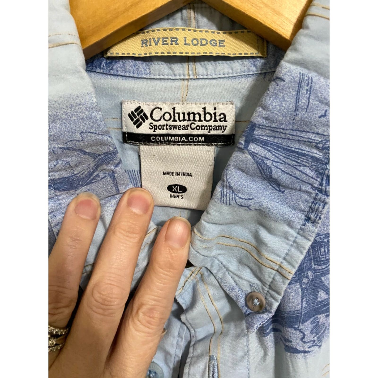 Vintage Columbia River Lodge PFG Short Sleeve Shirt Fish Boats Button-Up XL Mens Blue Size US XL / EU 56 / 4 - 2 Thumbnail