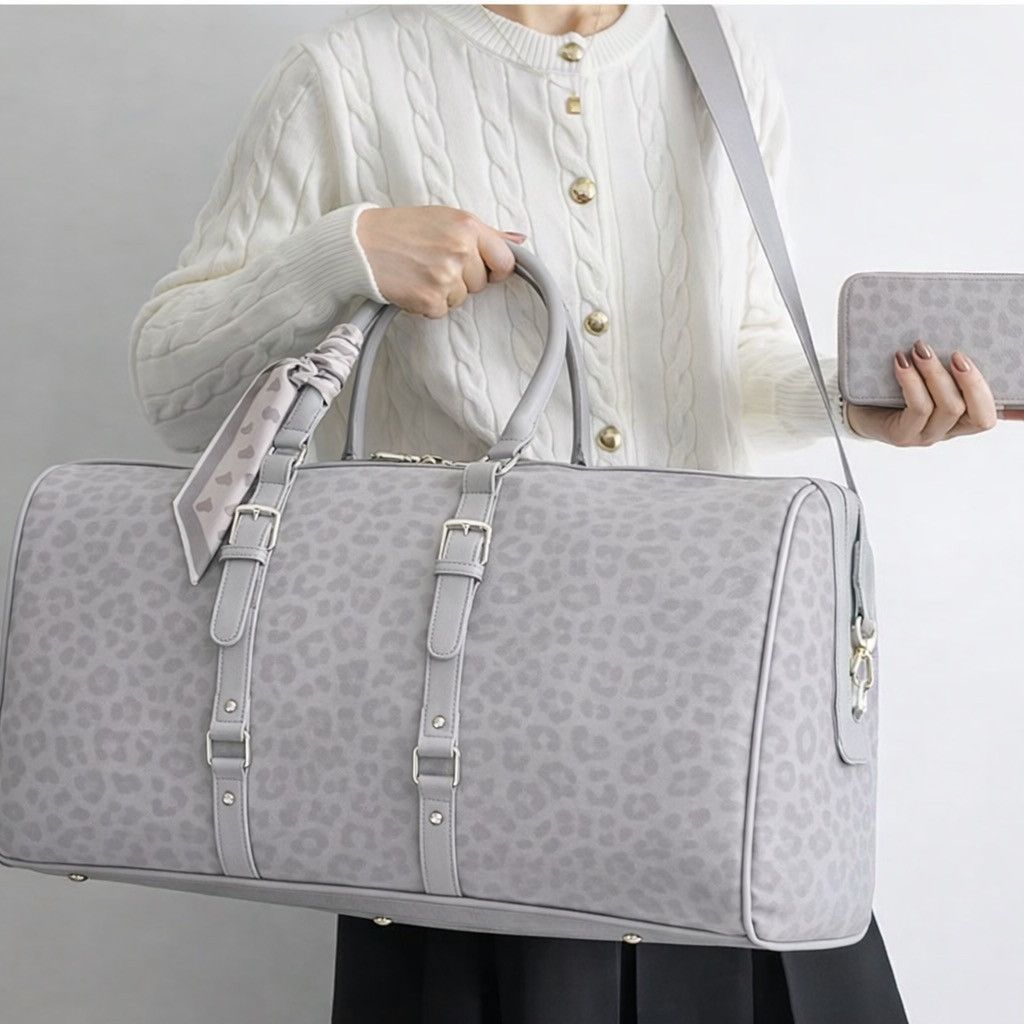 Other Light GreyLeopard Print Vegan Leather Duffel / Weekender Bag Size ONE SIZE - 2 Thumbnail
