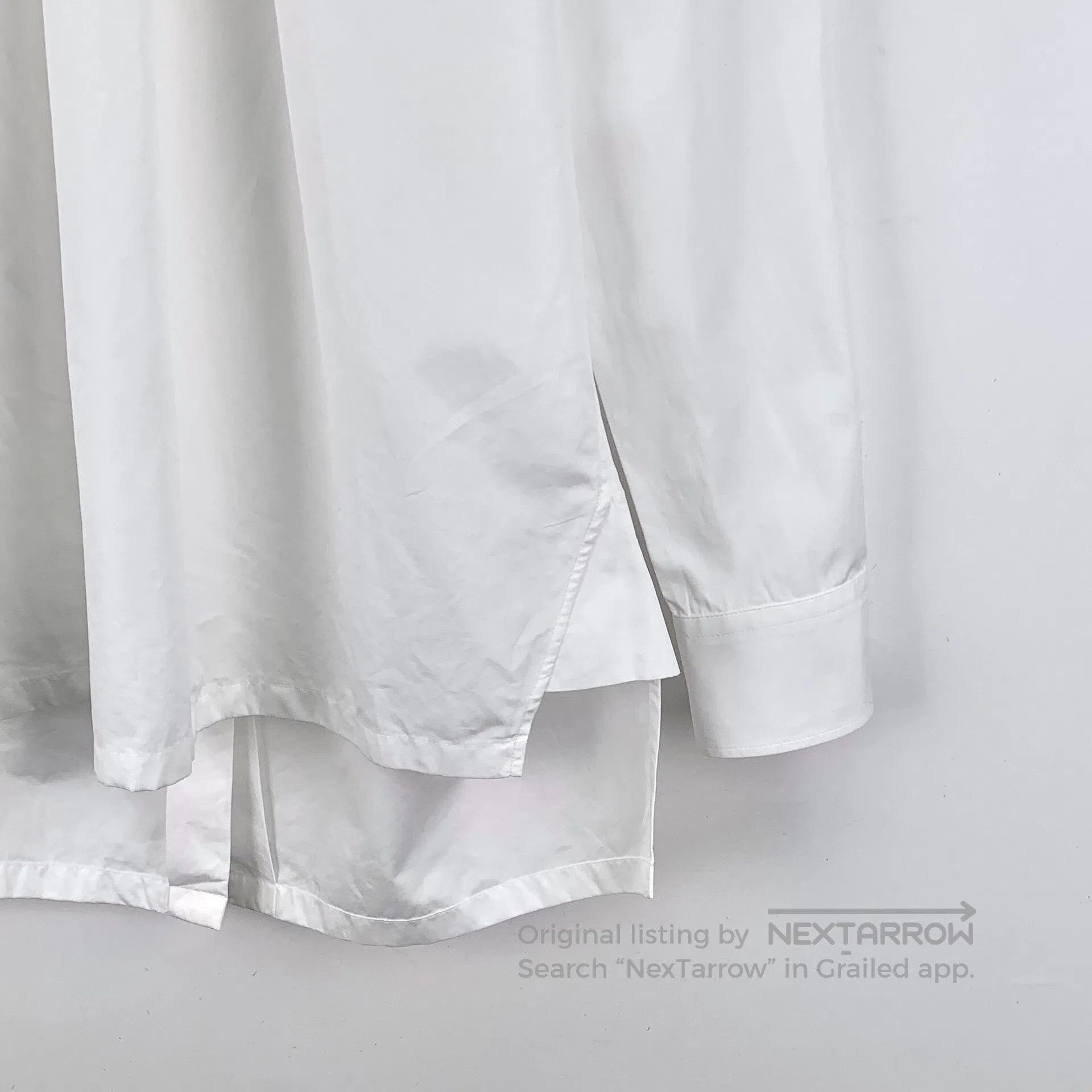 Prada Prada White Button Design Cotton High Collar Pleated Long Size XS / US 0-2 / IT 36-38 - 4 Thumbnail