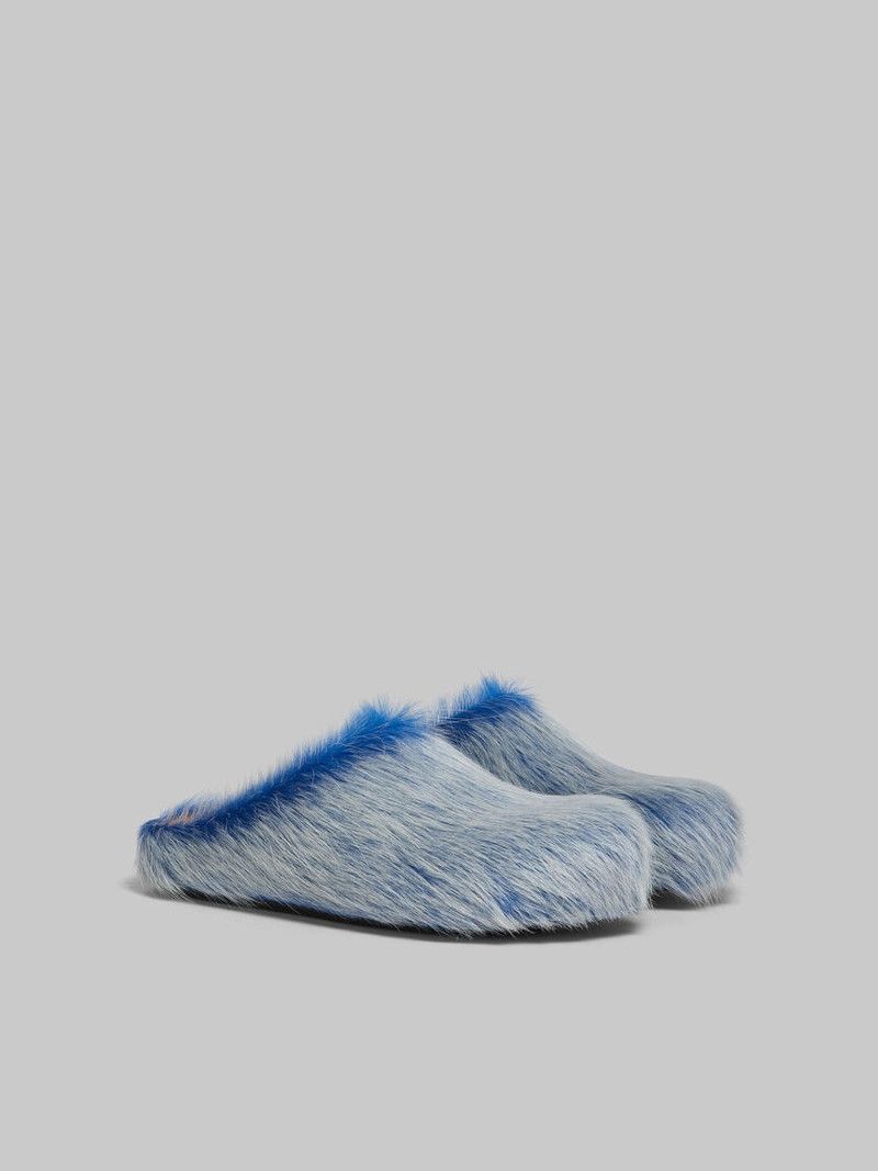 Marni o1f1d3z0526 Long-Haired Calfskin Fussbett Sabot Blue/Lilac Size US 8 / EU 41 - 2 Thumbnail