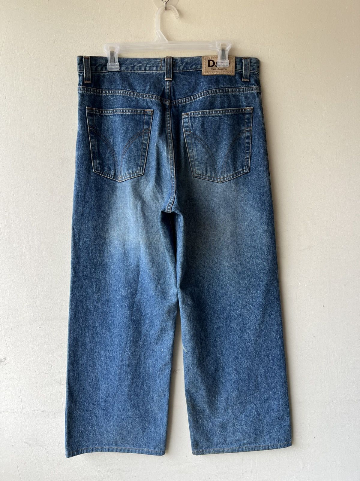 Dolce & Gabbana Vintage Dolce&Gabbana Stains Fade Denim Baggy Wide Jeans Size US 33 - 22 Thumbnail