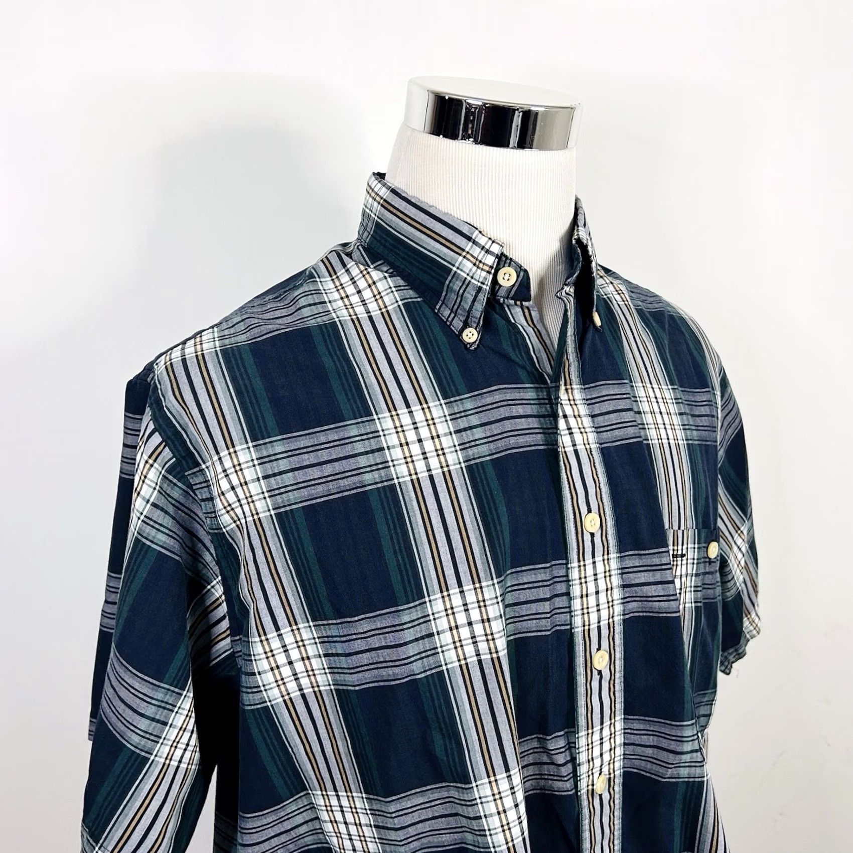 Gant Gant XL Foxhunt Plaid Shirt Short Sleeve Green Blue Yellow Cotton Blend Shirt Men's Regular Button-Down Plaid Size US XL / EU 56 / 4 - 2 Thumbnail