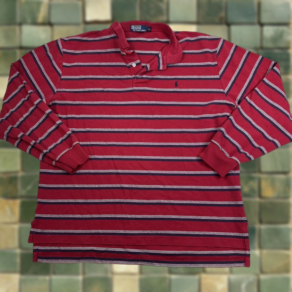 Ralph Lauren VINTAGE Polo Ralph Lauren Polo Long Sleeve Red Striped 90s XL Men’s Size US XL / EU 56 / 4 - 1 Thumbnail
