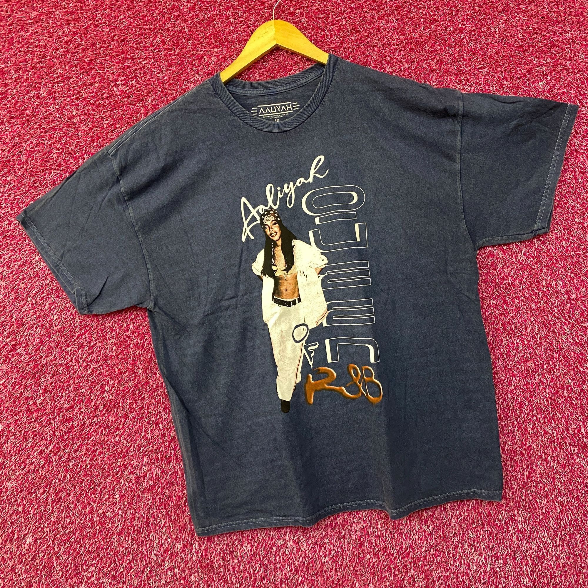 Rap Tees Aaliyah R&B Vintage-Style Washed Blue T-Shirt 1X Size US XL / EU 56 / 4 - 3 Thumbnail