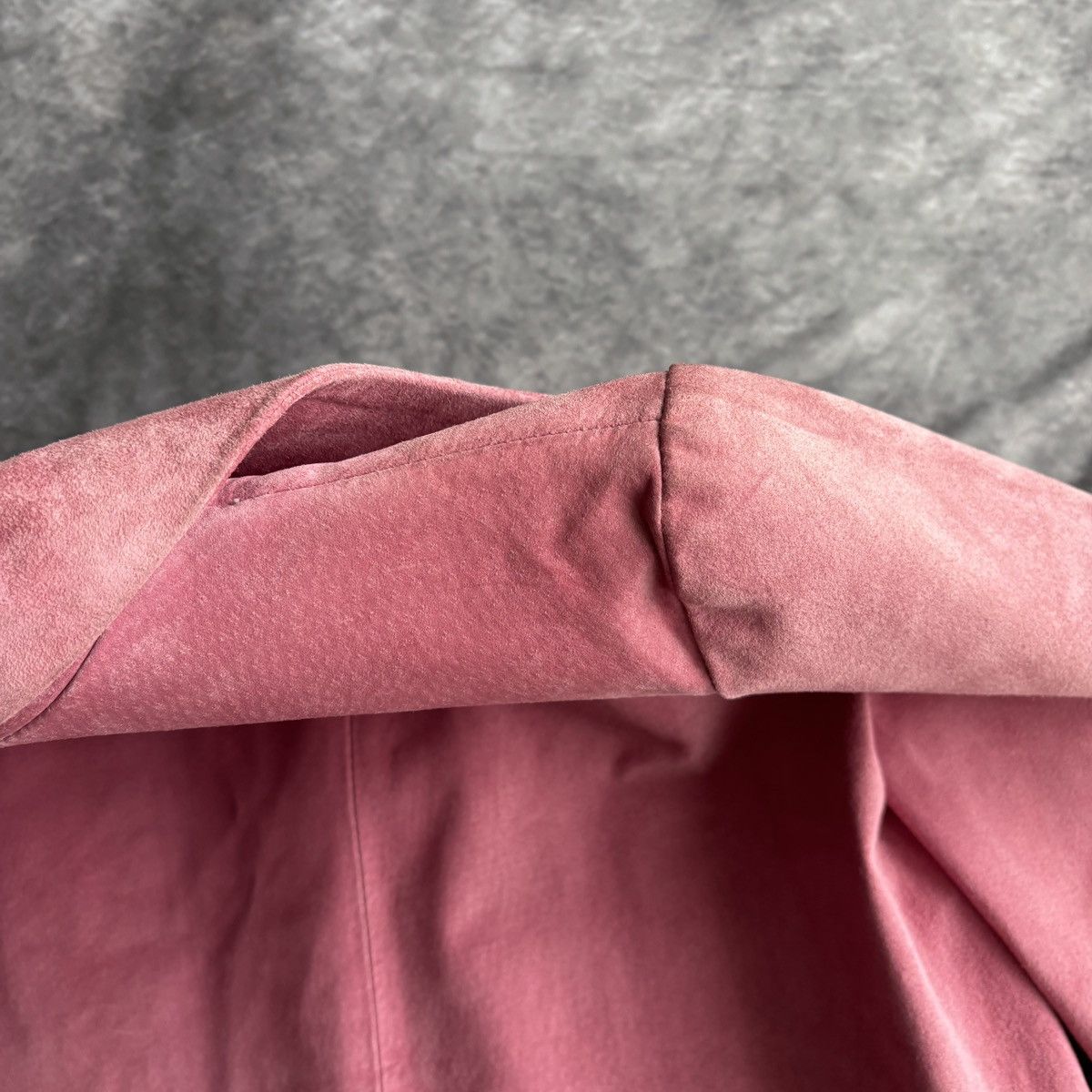 Designer Vintage Pink Suede Coat Made in Italy Cropped Peacock Blue Size XS / US 0-2 / IT 36-38 - 10 Thumbnail
